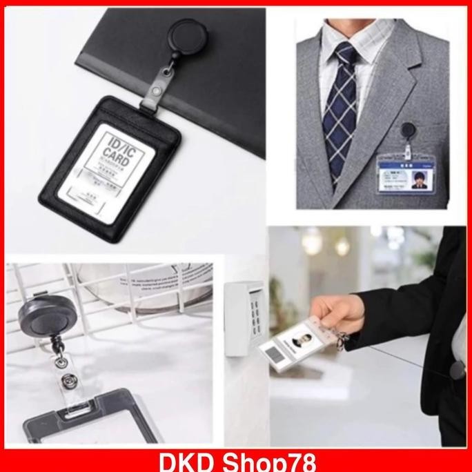 

Name Tag Id Card Holder Retractable Clip Gantungan Kartu Nama Tarik Original