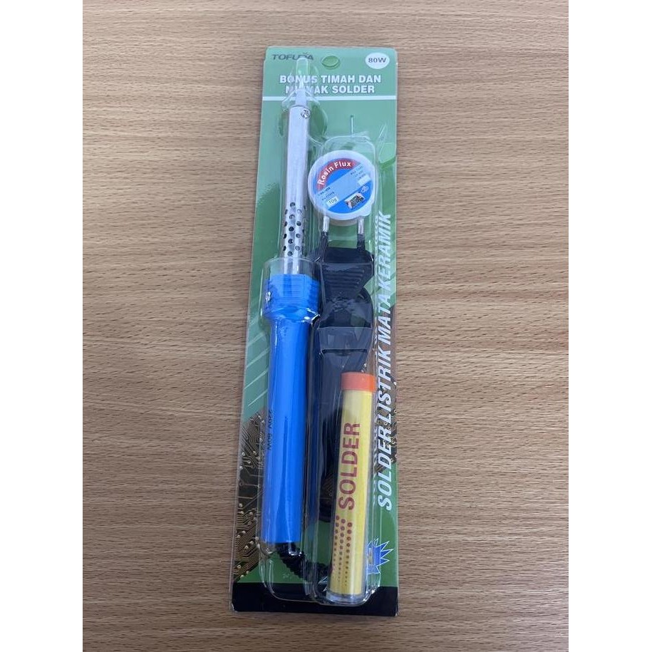 Solder Set Tofuda 80W + Timah + Flux / Solder Listrik / Paket Solder Lengkap / Alat Solder Listrik
