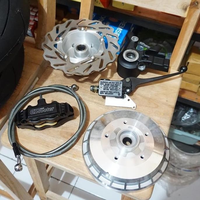 .........] Adaptor Set Cakram Depan Upgrade Ring 12 Vespa Npx Excel Ex2 GScooter