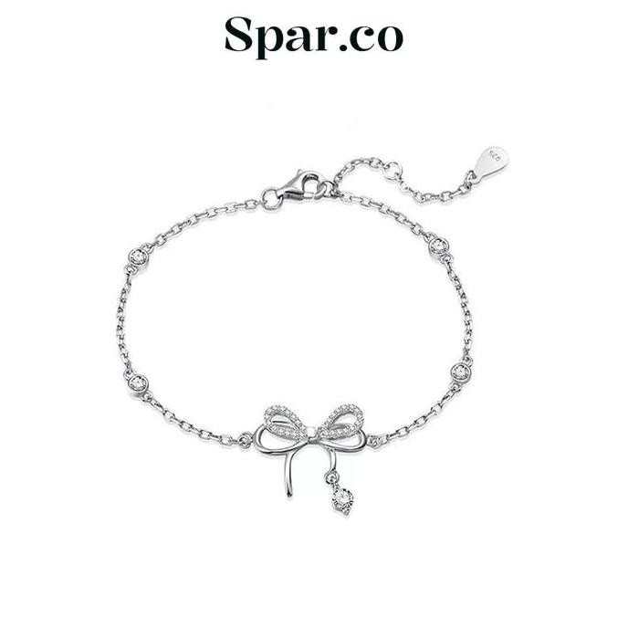 Asli Spar.co Gelang Pita Kupu-Kupu Platinum Zircon High Quality Aksesoris Wanita SP-AAD1045