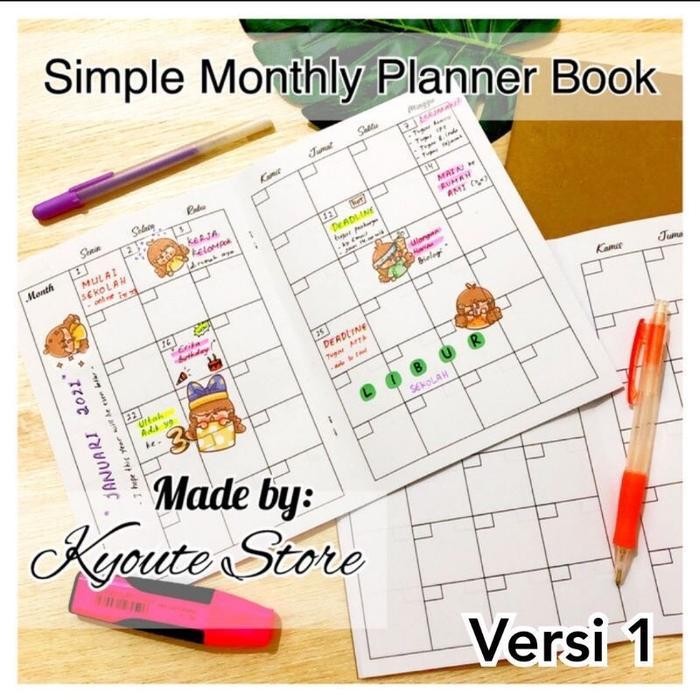 

SWG Buku Undated Monthly Planner Simple Kyoute Versi 1-4 Size A5 Catatan Agenda Schedule