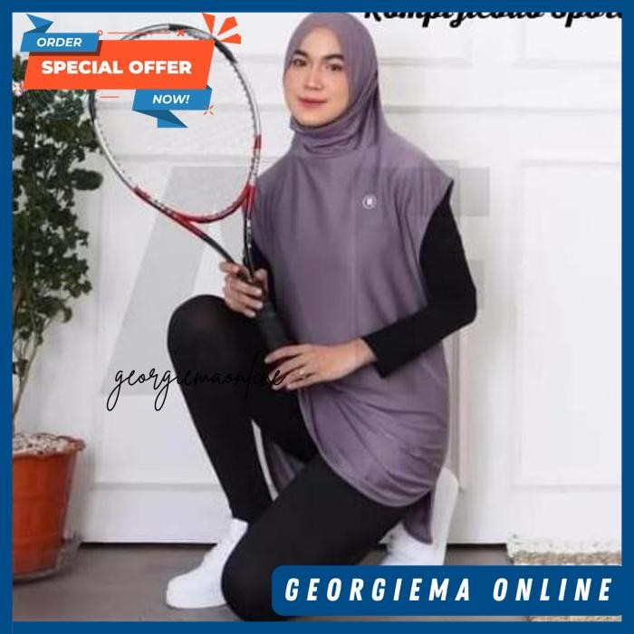 HIJAB ROMPI INSTAN SPORTY SYARI JILBAB KERUDUNG OLAHRAGA JUMBO JERSEY BY NATHANIA FASHIONS KUALITAS 