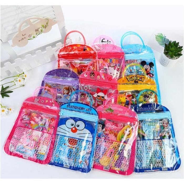 

SWG (BISA COD) Stationery Set Tas 6 in 1 / Paket Alat Tulis Anak Sekolah Buku Pulpen Penghapus Pengaris