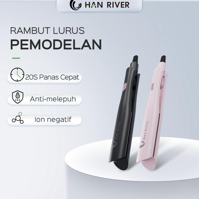 Han River Catokan Rambut Hrjfb08 (Hitam & Pink) Curly Elektrik Sisir
