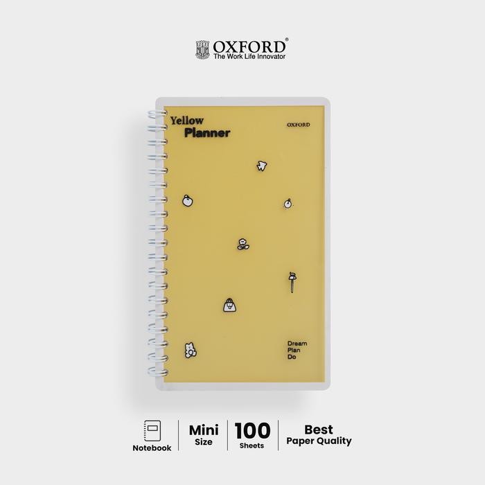 

SWG Oxford Notebook Spiral Mini Yellow Planner 100 Lembar Cover Transparan Buku Catatan Harian