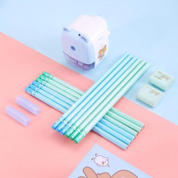 

SWG Deli Stationery set 4 in 1 rautan pensil 12pcs pensil 2 penghapus dan 2 penutup pena 68896 pencil