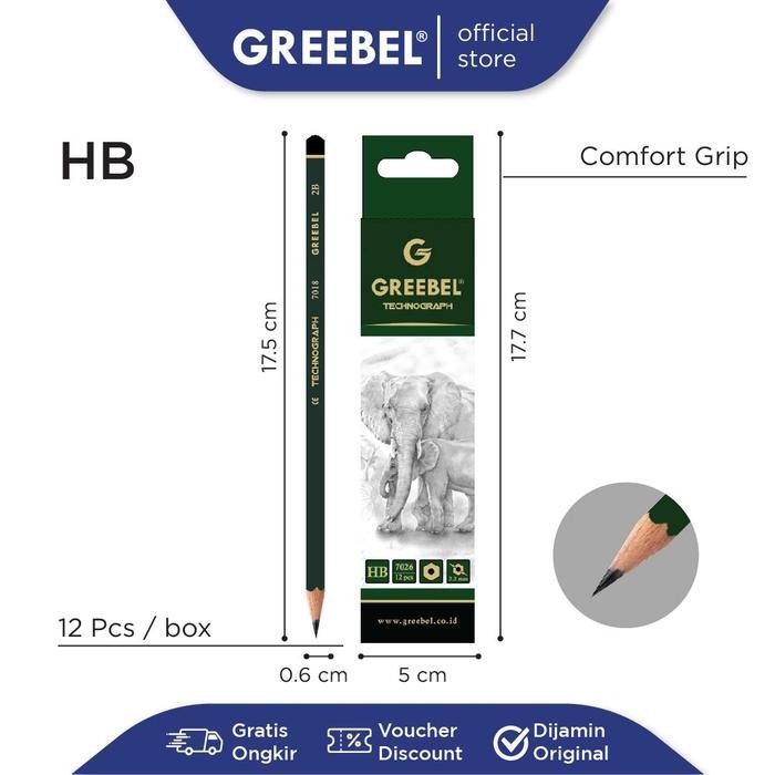 

SWG GREEBEL Pensil Pencil Kayu 7026 HB HEXAGONAL / Graphite/Grafit tdk beracun utk ujian sekolah