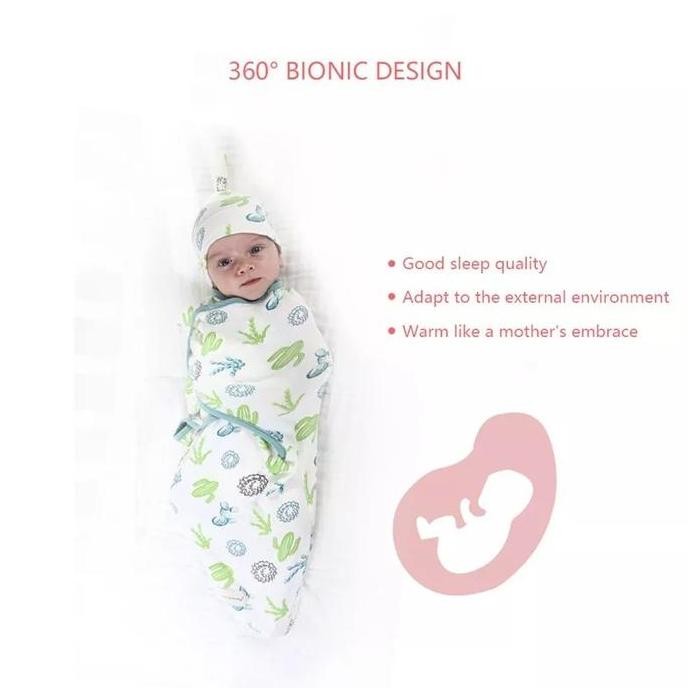 Bedong Instan Set Topi Bayi / Bedong Swaddle Wrap Bedong Tidur Bayi