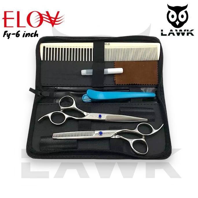 Elov Fy 6 Inch Set Gunting Potong Rambut Dan Gunting Sasak Cacah 6 Inch