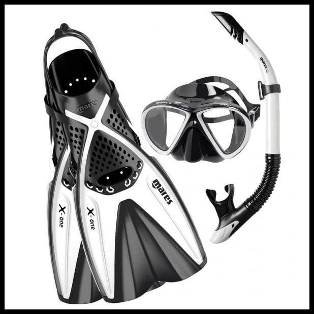 Alat Selam Merk MARES Paket Fin Open Terbuka,Kacamata, Snorkel, Tas