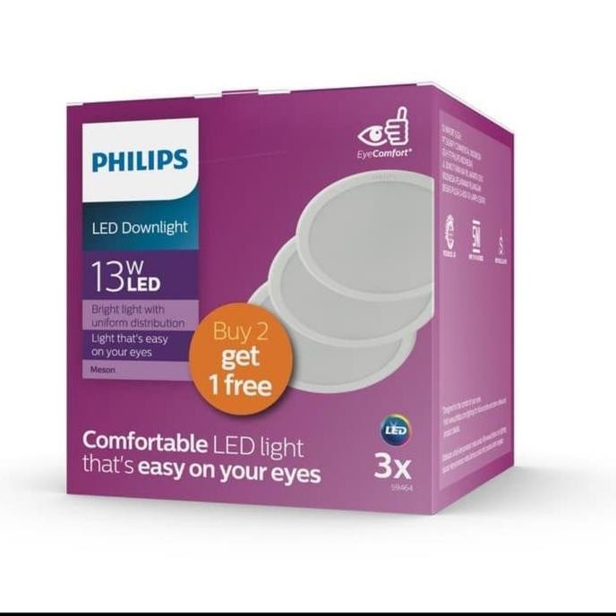 Philips Led Downlight Meson 13 Watt 59464 Paket 2 Gratis 1
