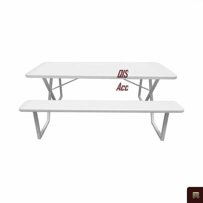 NEWSTORM Set Kursi Meja Taman Outdoor Plastik HDPE 182 Cm - Putih