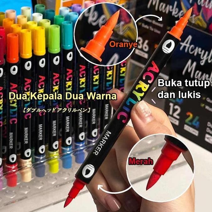 

Spidol Akrilik Dual-Head Dual-Color/Set Melukis Anak/Spidol Akrilik 72 Warna