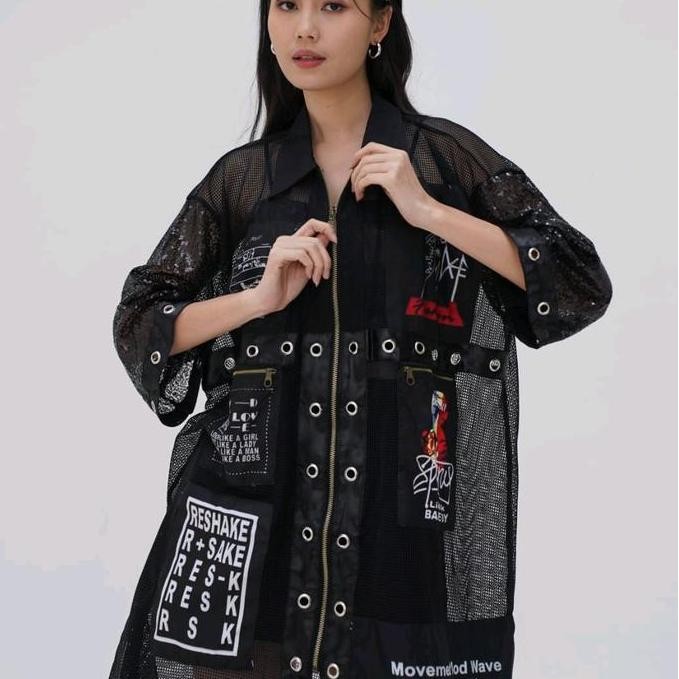 Harajuku ZIPPER outer / outer japan style / outer sleting / dress jaring