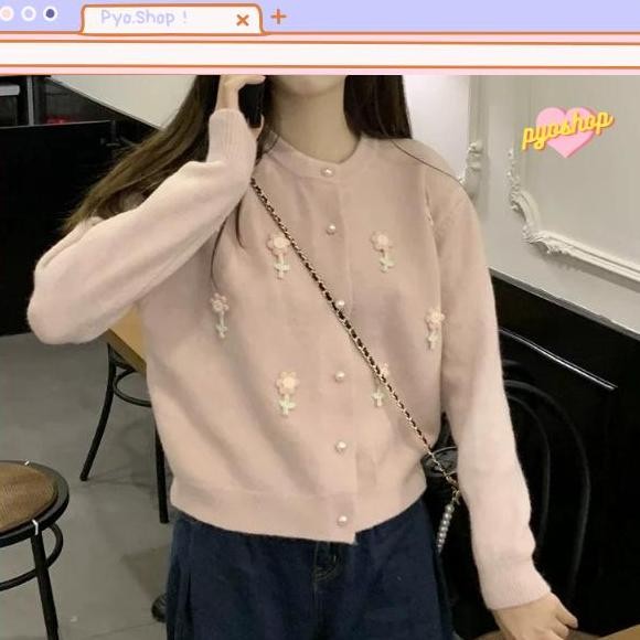 PYOSHOP - Cardigan Rosella Bunga Timbul 3D Simple Cute Atasan Cardi Wanita