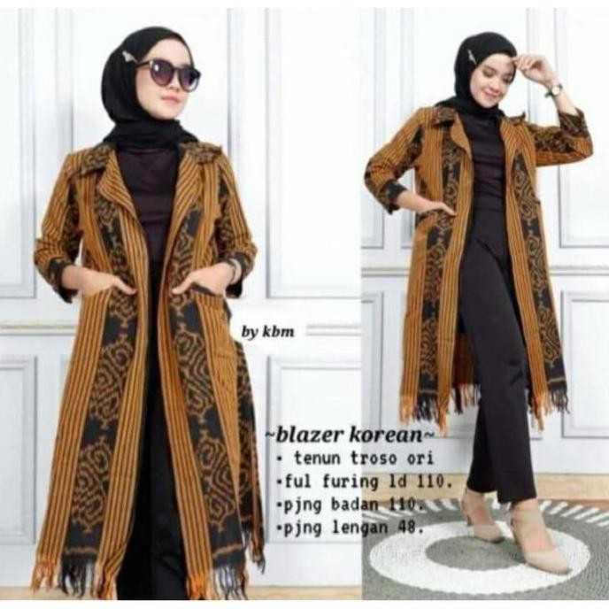 Pakaian batik Outer long Cardigan blazer Batik tenun Jumbo Premium