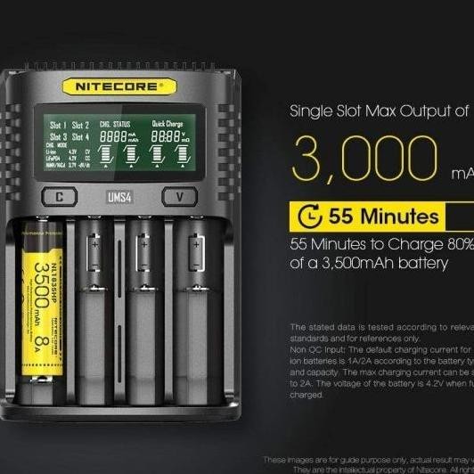 CHARGER - NITECORE UM4 INTELLIGENT UNIVERSAL CHARGER 4 SLOT Lcd Terlaris