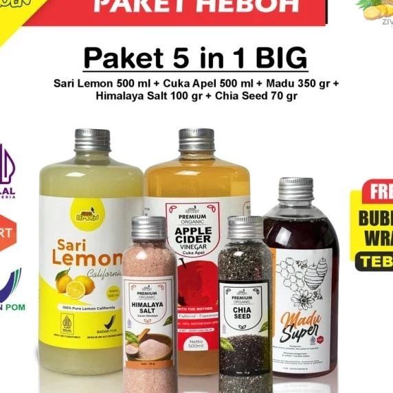 

Suur Lemoen Paket 5In1 B Paket Hemat Cuka Apel Sari Lemon Chia Seed Madu Hutan Him