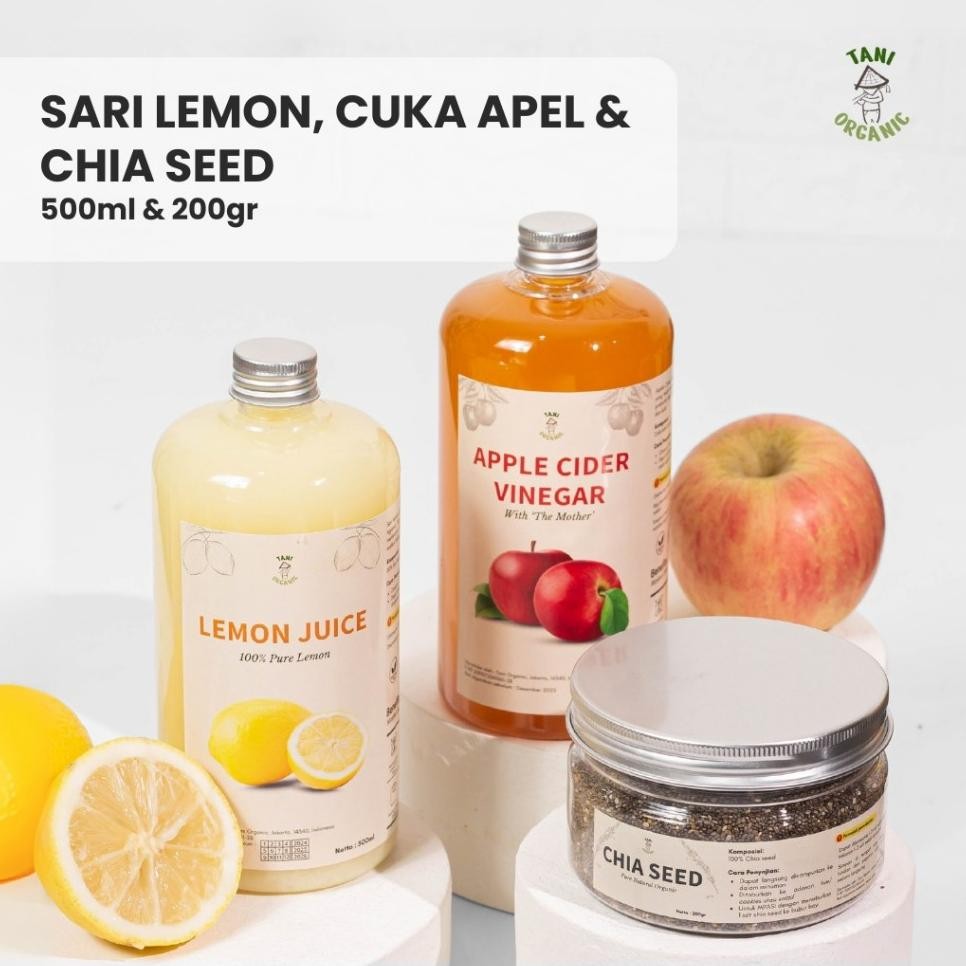 

Paket Cuka Apel 3 In 1 Cuka Apel Sari Lemon Chia Seed Tani Organic Ml Chia 200 Gram Cider Vinegar Cuka Sari Apel Sari Lemon