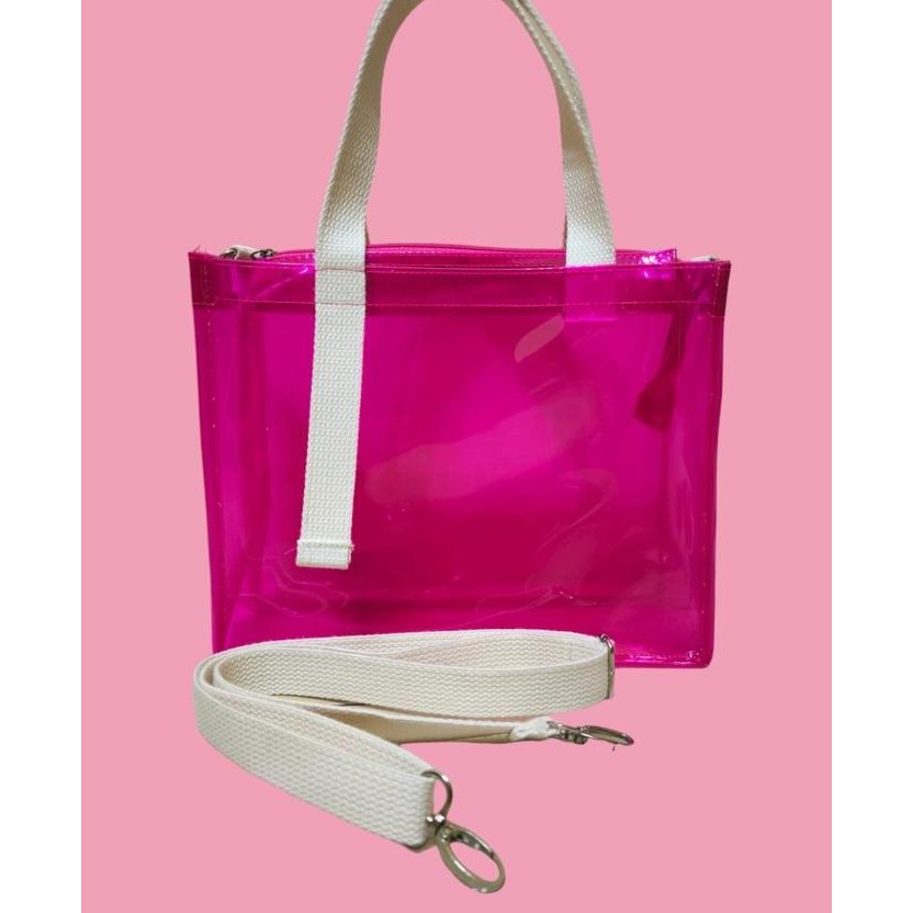 TAS MIKA PVC JELLY TEBAL, TAS KONSER, TAS SELEMPANG WANITA, TAS SELEMPANG MIKA, Totebag MIKA TRANSPA