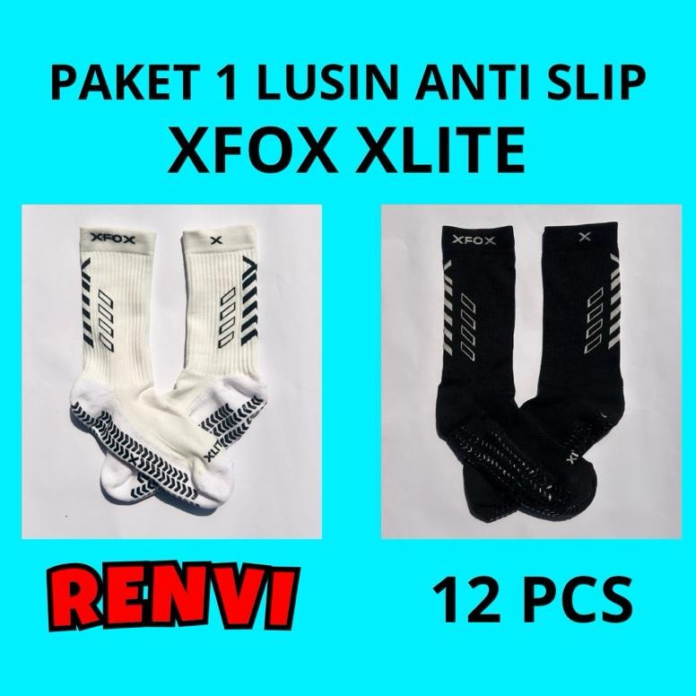 PAKET XFOX XLITE 1 LUSIN - Kaos kaki antislip olahraga xfox futsal, basket, volly, tenis, badminton 