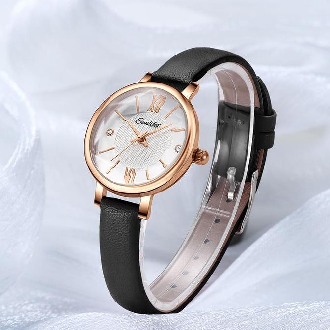 Sunlifex Jam Tangan Wanita Display Kuarsa Tali Kulit (Kotak Gratis)