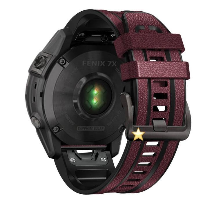 Tali Jam Silicone Motif Kulit Leather Untuk Garmin Fenix 8 51Mm 7X 6X Pro Fenix 5X Plus Fenix 3 Hr D