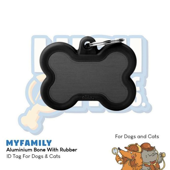 

TERMURAH - MyFamily ID Tag -Aluminium Bone With Rubber | Personalized Cat Dog Tag