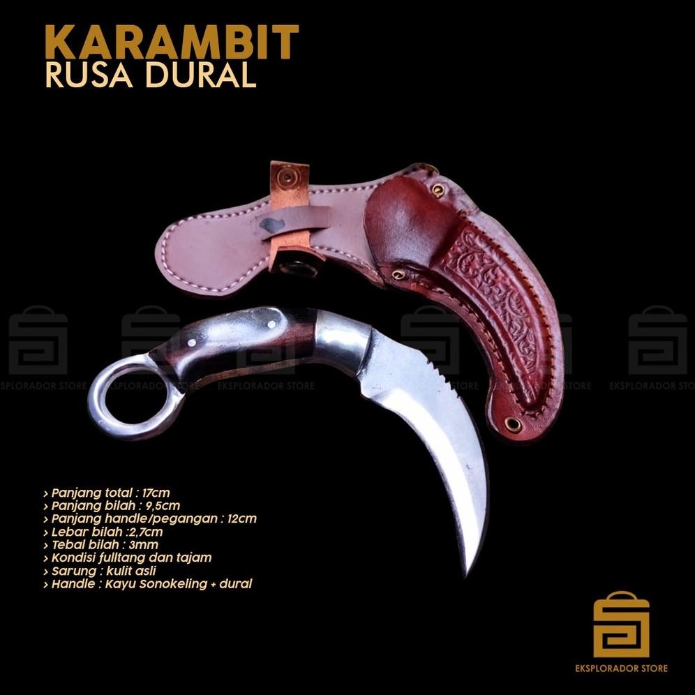 Kerambit Rus4 Dural Sarung Kulit Asli Tajam Nugi