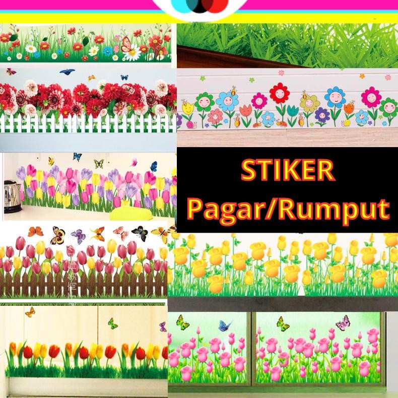 MURAH WALL STICKER STIKER SETIKER WALLSTIKER WALLSTICKER DINDING PAGAR LIS BORDER MOTIF RUMPUT BUNGA