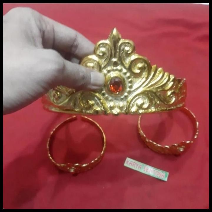 Barang Antik Mahkota Raja Kuningan Crom Hias Batu Unik Model Kuno