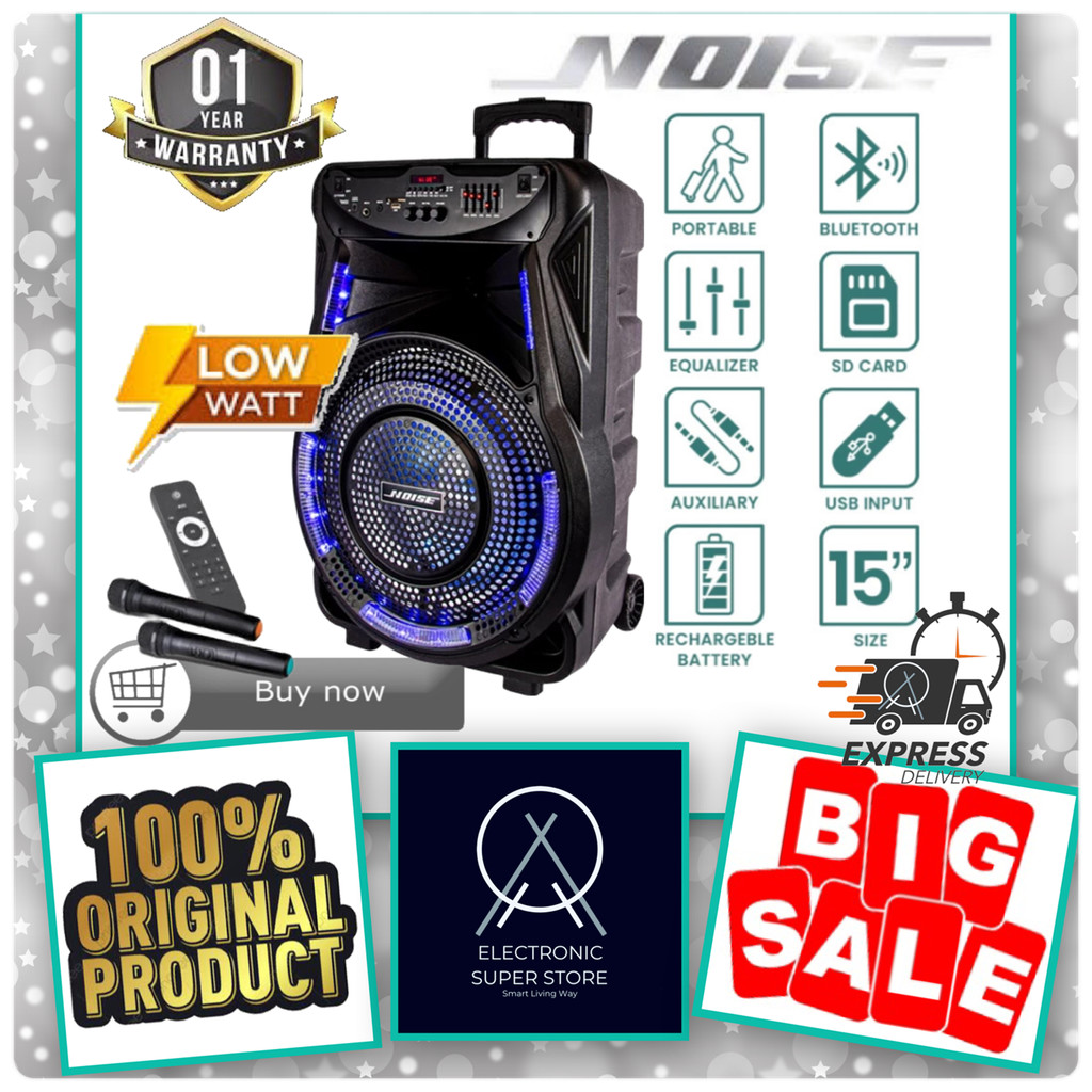 NOISE SPEAKER PORTABLE 899 C 899C 899F WIRELESS EKONOMIS ORIGINAL RESMI 15 INCH BLUETOOTH USB NOISE 