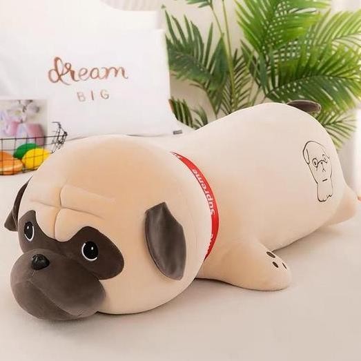 DIJAMIN EMPUK Bantal Boneka Pug Bantal Pug Boneka Pug Guling Pug 60cm 80cm Boneka Hadiah Ulang Tahun