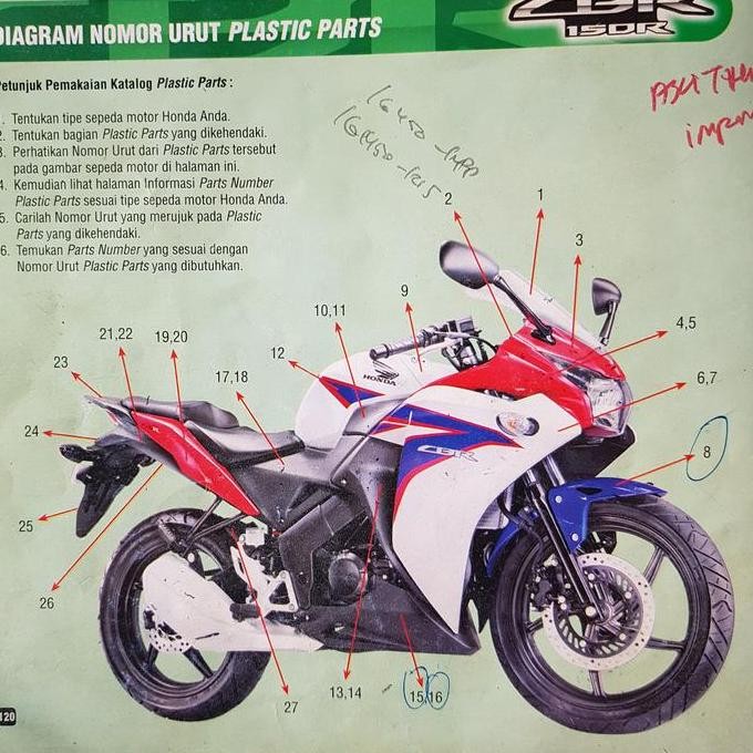 ready SPAREPART CBR 150R FI CBU : 40543-KPP-T00 & 40546-KR1-760 1SET ANTING ANTING RANTE / SETELAN R