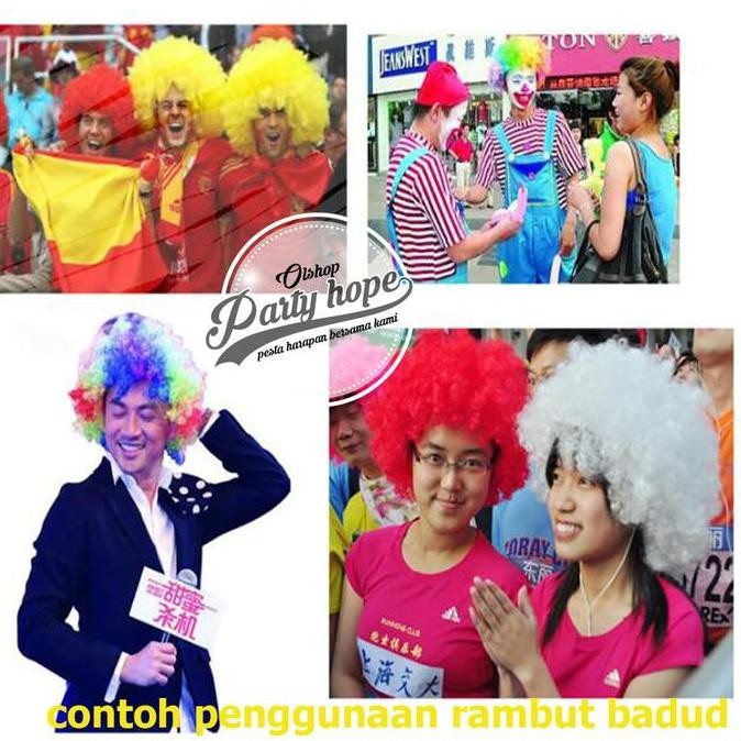new wig merah / rambut palsu kribo allsize / wig badut / wig costplay