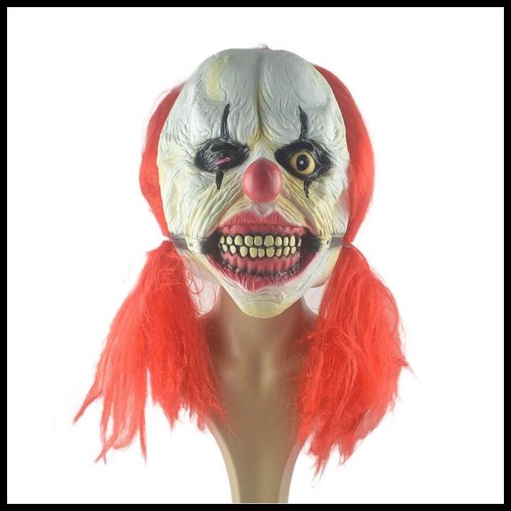 TOL-12 topeng latex karet full head kepala badut clown halloweeen mask