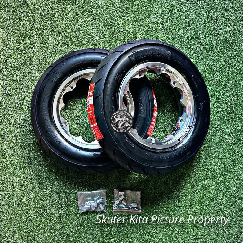 Terlaris Peketan Velg Vespa Vrossi Ring 10 Vrx Polish Dan Ban Maxxis Victra S98 3.50 Ring 10 Include