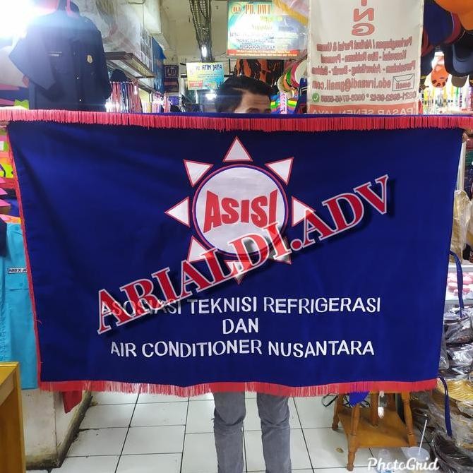 New bendera pataka bordiran bahan bludru bolak balik bendera pataka custom