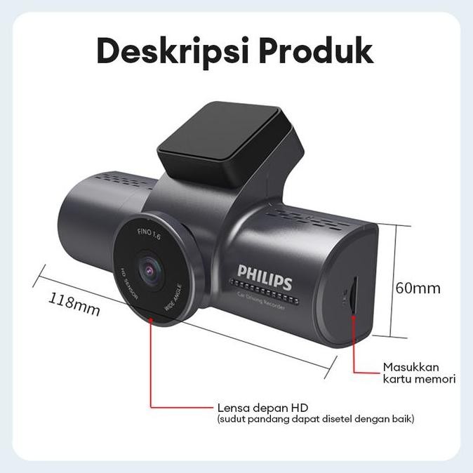 Philips DVR Mobil Dual kamera GPS  - CCTV Mobil Dash Cam Dual Lens