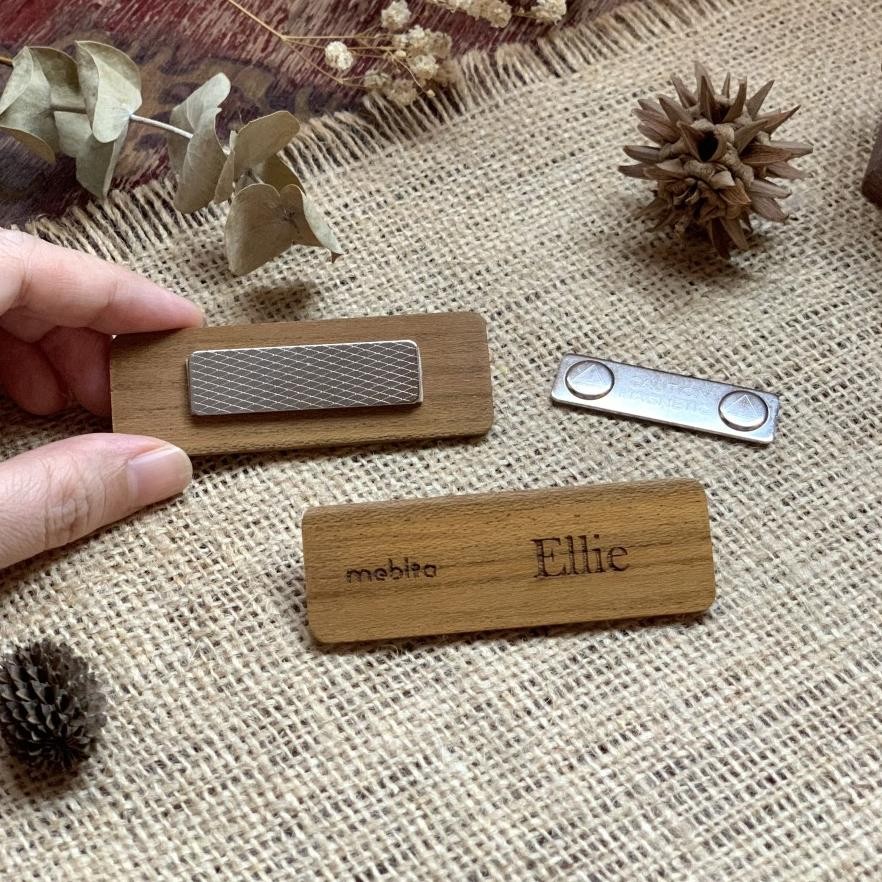 

Miliki Willow Wooden Name Tag Id Card Papan Nama dada Magnet kayu jati - 7.5 x 2.5cm ~