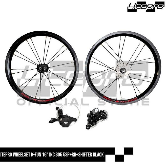 LITEPRO WHEELSET K-FUN 16" 305 5SP+RD+SHIFTER BLACK