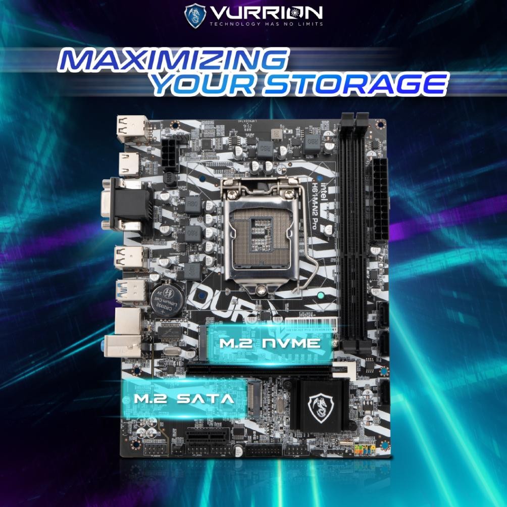 Mainboard H61M-N2 Pro Duravel Vurrion Intel Lga 1155 - Mobo H61 Gen 2 Sandy Bridge / 3 Ivy Bridge Su