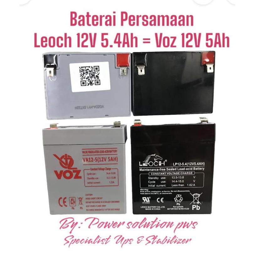 Aki Ups / Baterai Persamaan Leoch 12V 5.4Ah. Voz 12V 5Ah