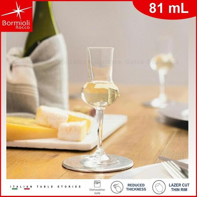 Original Bormioli Rocco Grappa Glass - Gelas Kaki Champagne Tequila Import