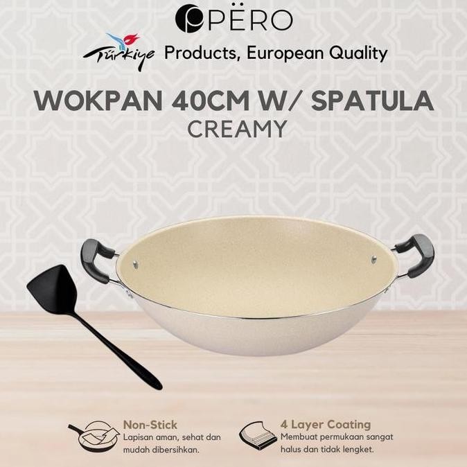 Pero Wok Pan 40cm Granite Non Stick / Wajan Rendang Penggorengan Ukuran 40cm Anti Lengket PS