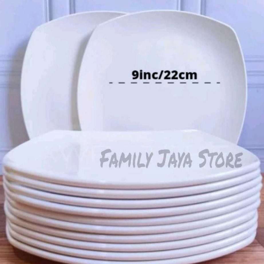 Fjs 6Pcs 1 Lusin Piring Melamin Persegi Ceper 9 Inch Piring Makan Melamine Piring Melamin Segi