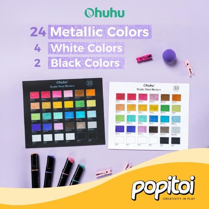 

OHUHU ACRYLIC DUAL TIP PAINT MARKER PEN ROUND & FINE 30 COLORS SET SPIDOL WARNA ORIGINAL DAN TERPERCAYA