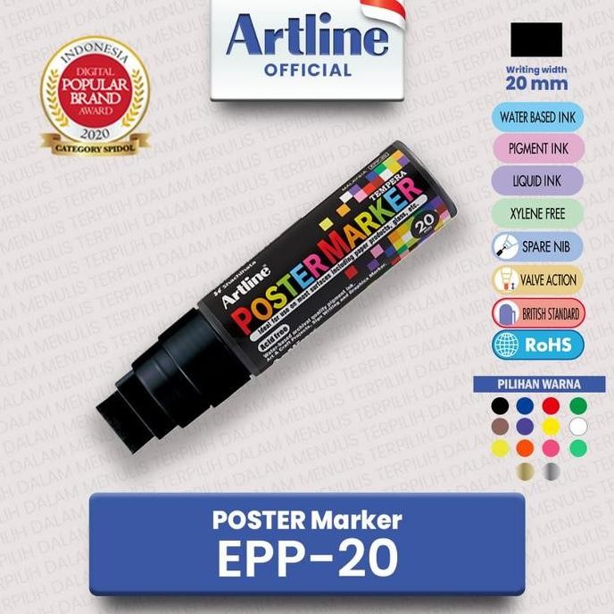 

ARTLINE SPIDOL POSTER MARKER EPP-20 JUMBO GOUACHE PERMANENT MULTIMEDIA STATIONERY ORIGINAL DAN TERPERCAYA