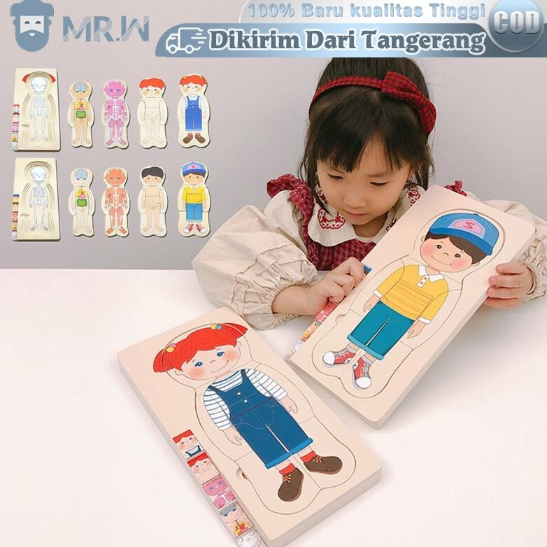 ''Terlaris" Human Body Mainan Puzzle Anak Human Body Puzzle Mainan Edukasi Anatomi Montessori Puzzle
