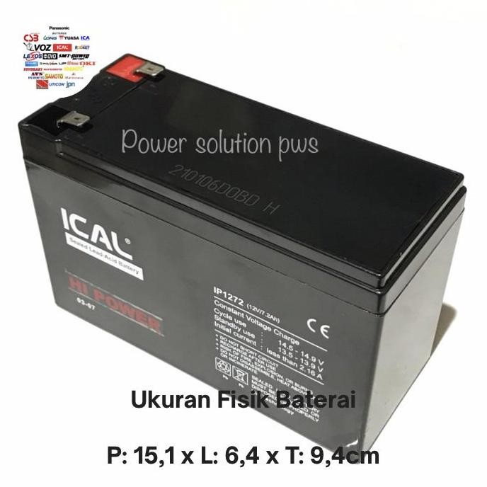 Accu Aki Baterai Batere Kering Ups Ica / Aki Ical Ip1272 12V 7.2Ah